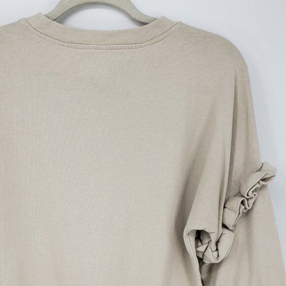 3/$25 For The Republic Ruffle Trim Pullover Sweatshirt S Womens Crew Beige Cream - Picture 6 of 8